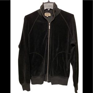 JUICY COUTURE Vintage Black Velour Zip Sweat Jacket Size M